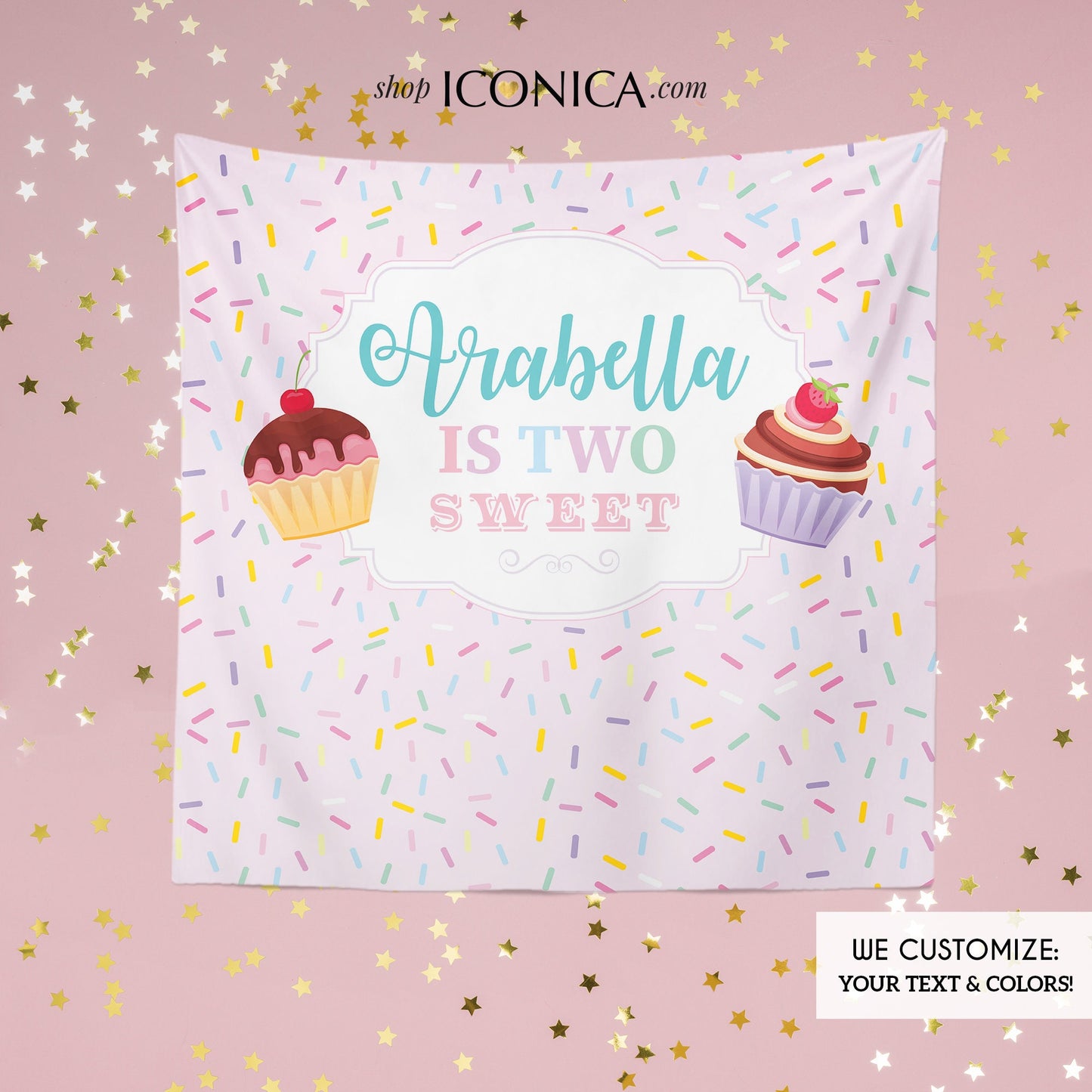 Two Sweet Birthday Backdrop | Candyland Sprinkles Party Decor