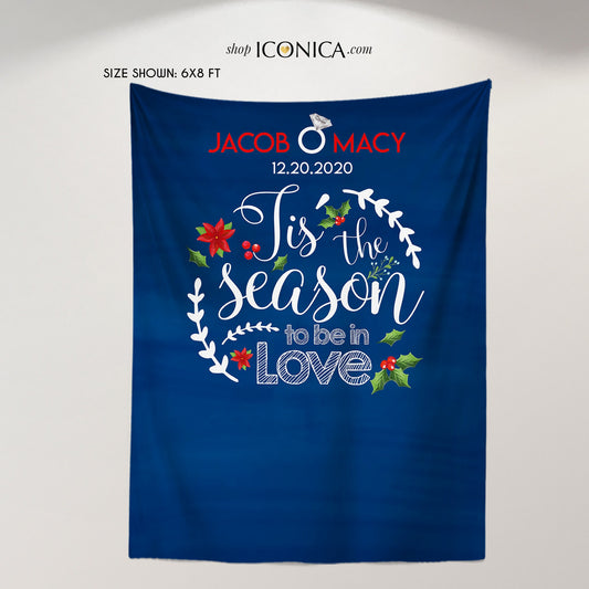 Personalized Christmas Engagement Backdrop, Holiday Party Banner