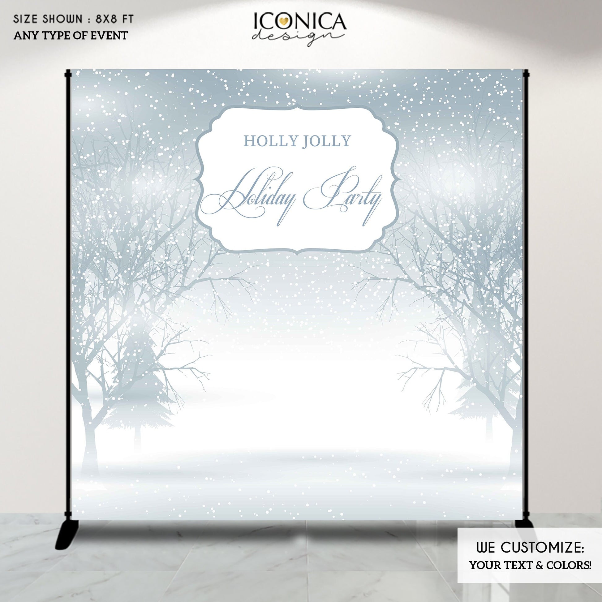 Winter Wonderland Baby Shower Backdrop, Personalized Party Decor