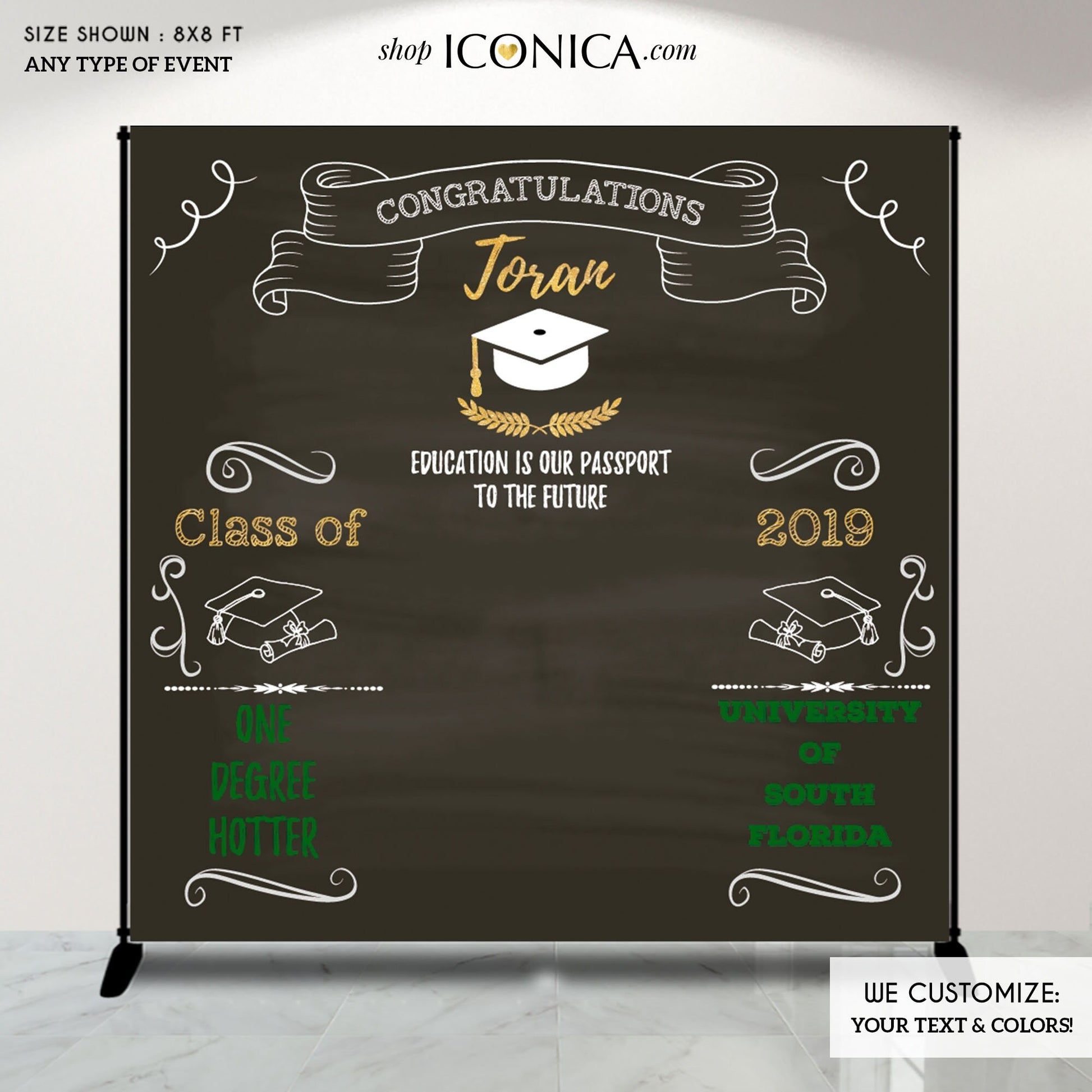 Personalized Graduation Photo Booth Backdrop, Congrats Grad Decor (Printed or Printable)