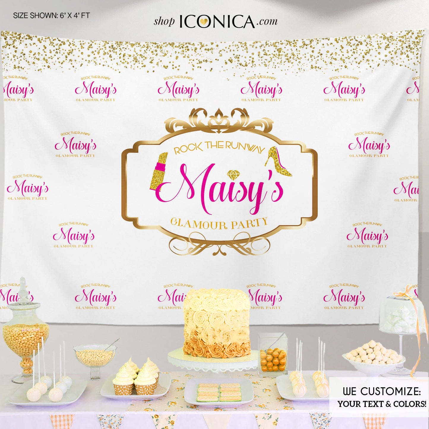 Glamour Runway Party Backdrop, Personalized Name (Printed or Printable File)