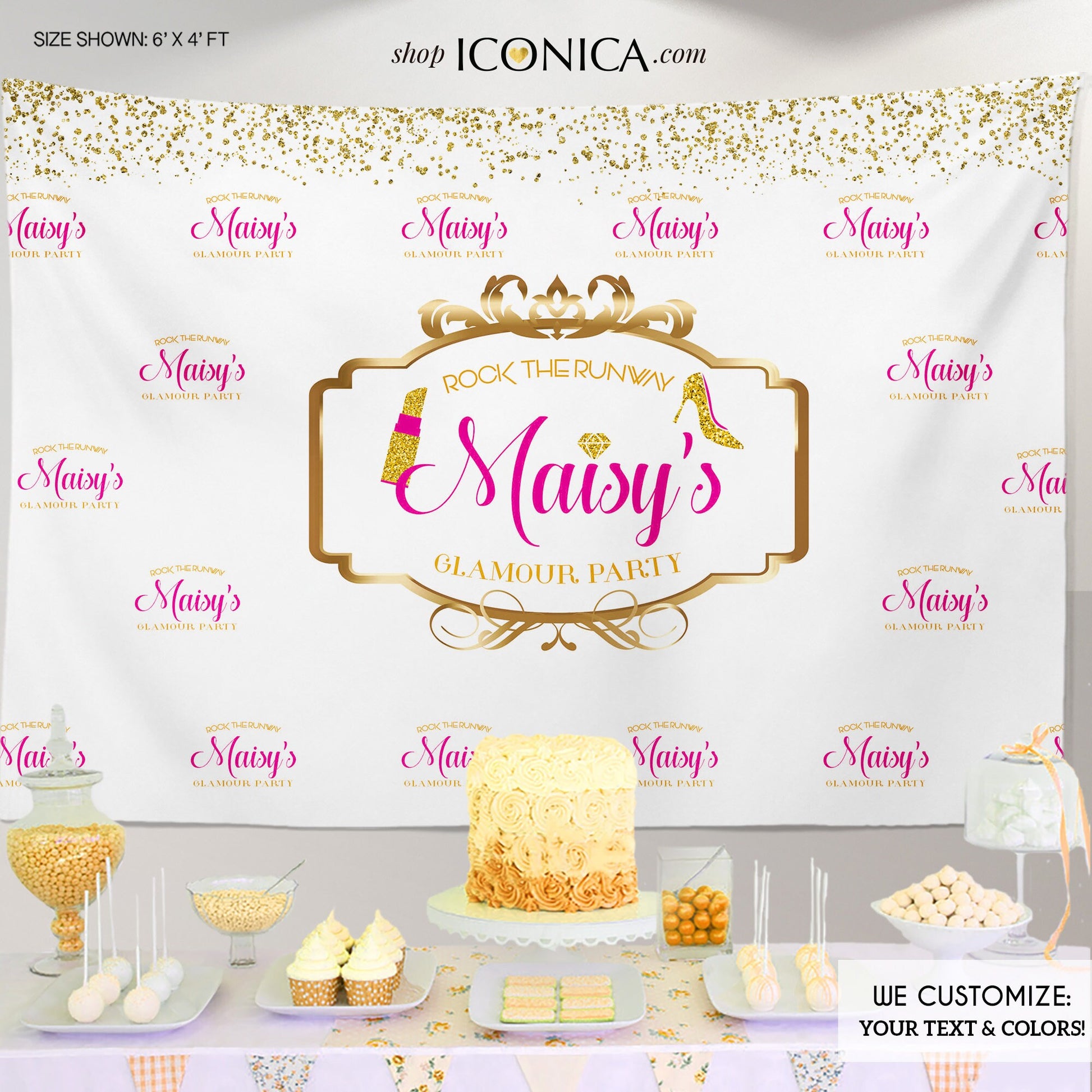 Glamour Runway Party Backdrop, Personalized Name (Printed or Printable File)