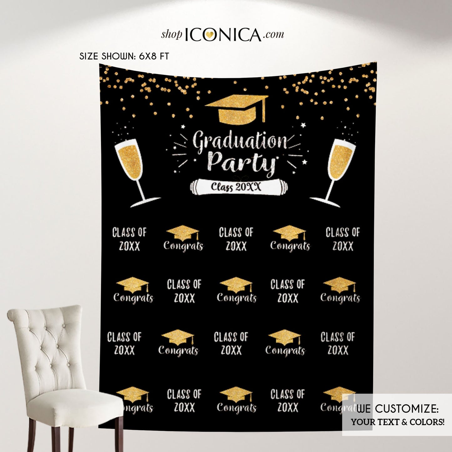 Personalized Graduation Party Backdrop, Step and Repeat Decor