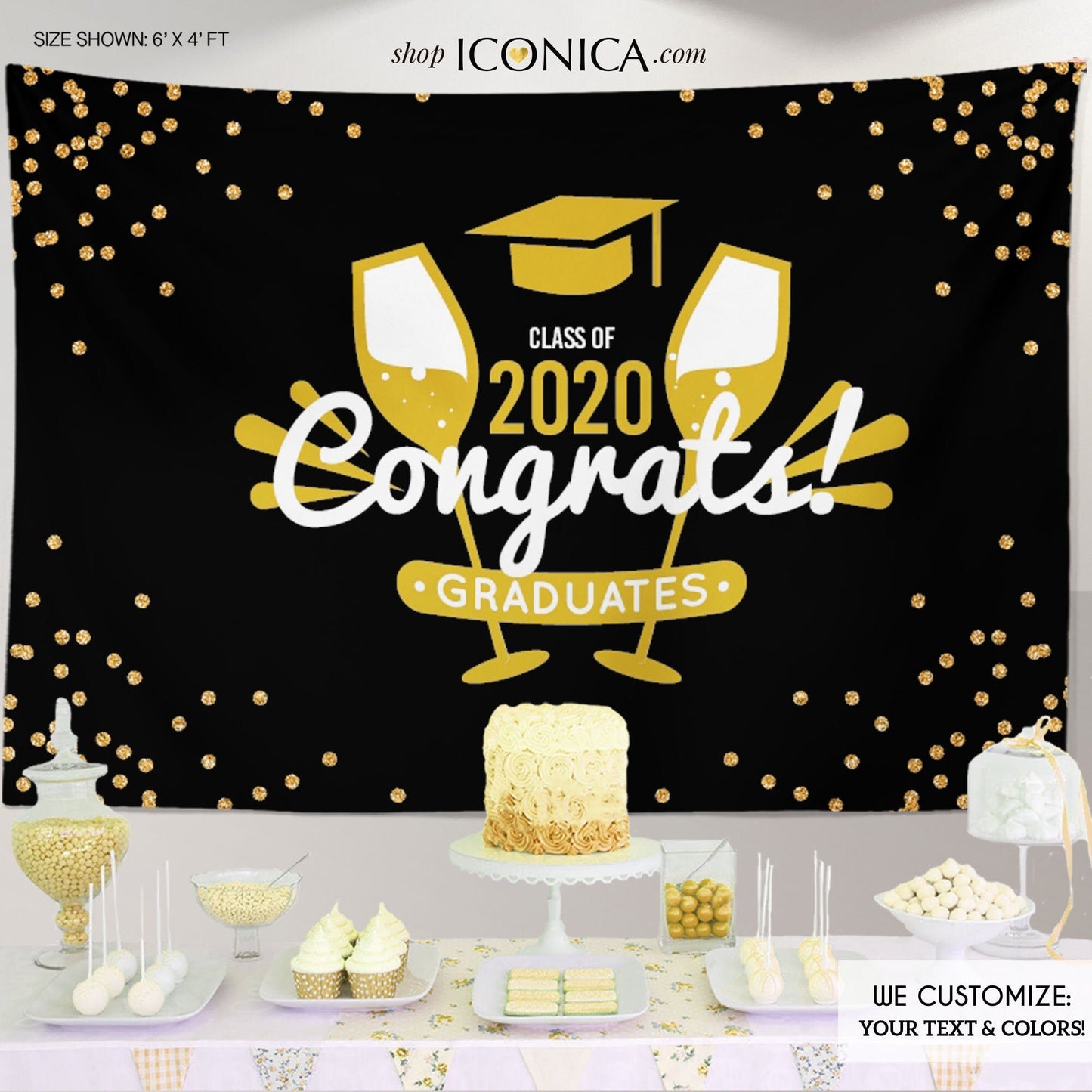 Custom Graduation Photo Booth Backdrop, Congrats Grad Party Decor,  End of the school year backdrop