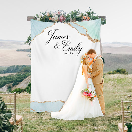 Agate Wedding Photo Backdrop, Modern Personalized Fabric, Engagement Party Decor