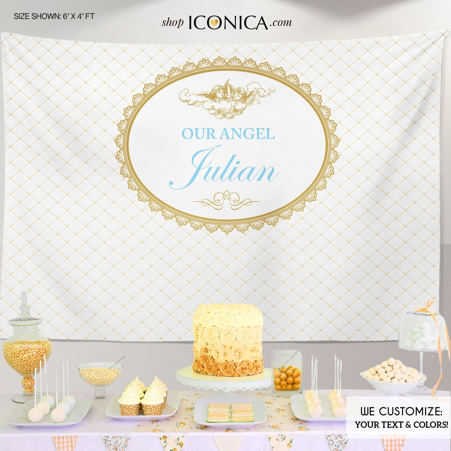 Customizable Angel Backdrop, Christening, Baptism (Printed or Printable File)