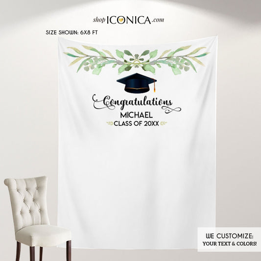 Custom Graduation Photo Booth Backdrop, Congrats Grad (Printed or Printable)