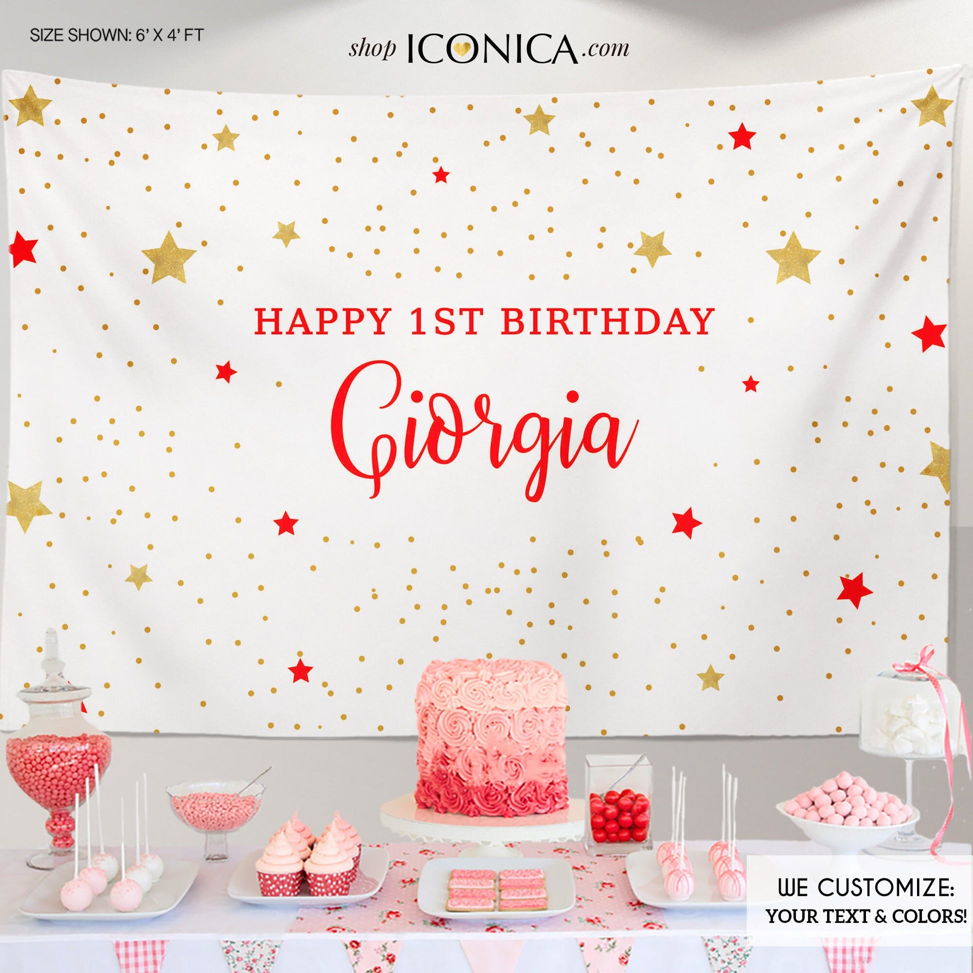 First Birthday Backdrop, Twinkle Star Party Decor, Custom Colors