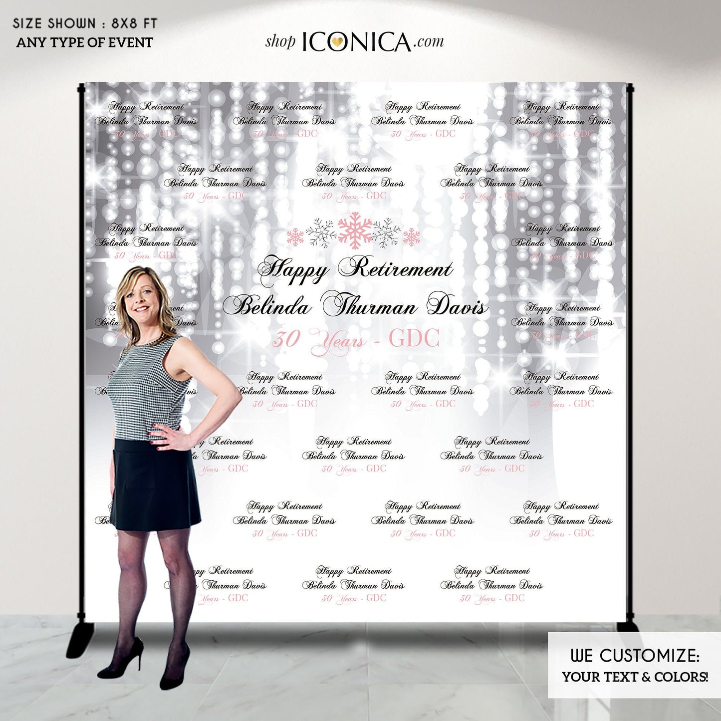 Winter Wonderland Retirement Backdrop, Snowflakes (Printed or Printable File)