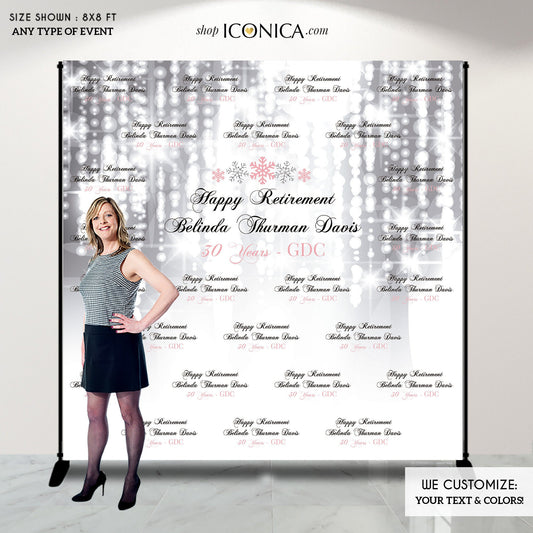 Winter Wonderland Retirement Backdrop, Snowflakes (Printed or Printable File)