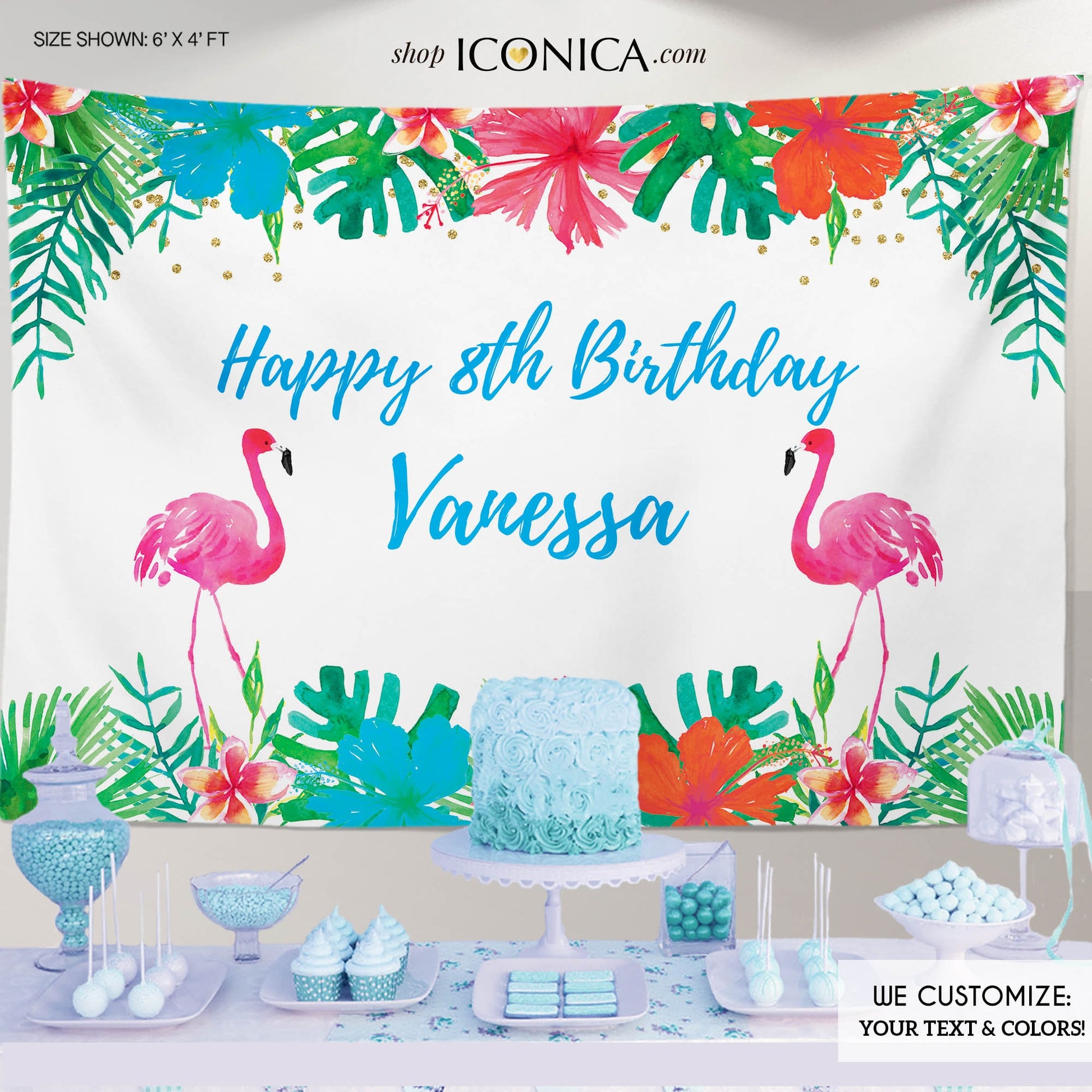 Flamingo Party Backdrop – Tropical Birthday Photo Booth (Printed or Printable)