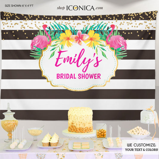 Flamingo Luau Party Backdrop – Tropical Summer Theme (Printed or Printable File)