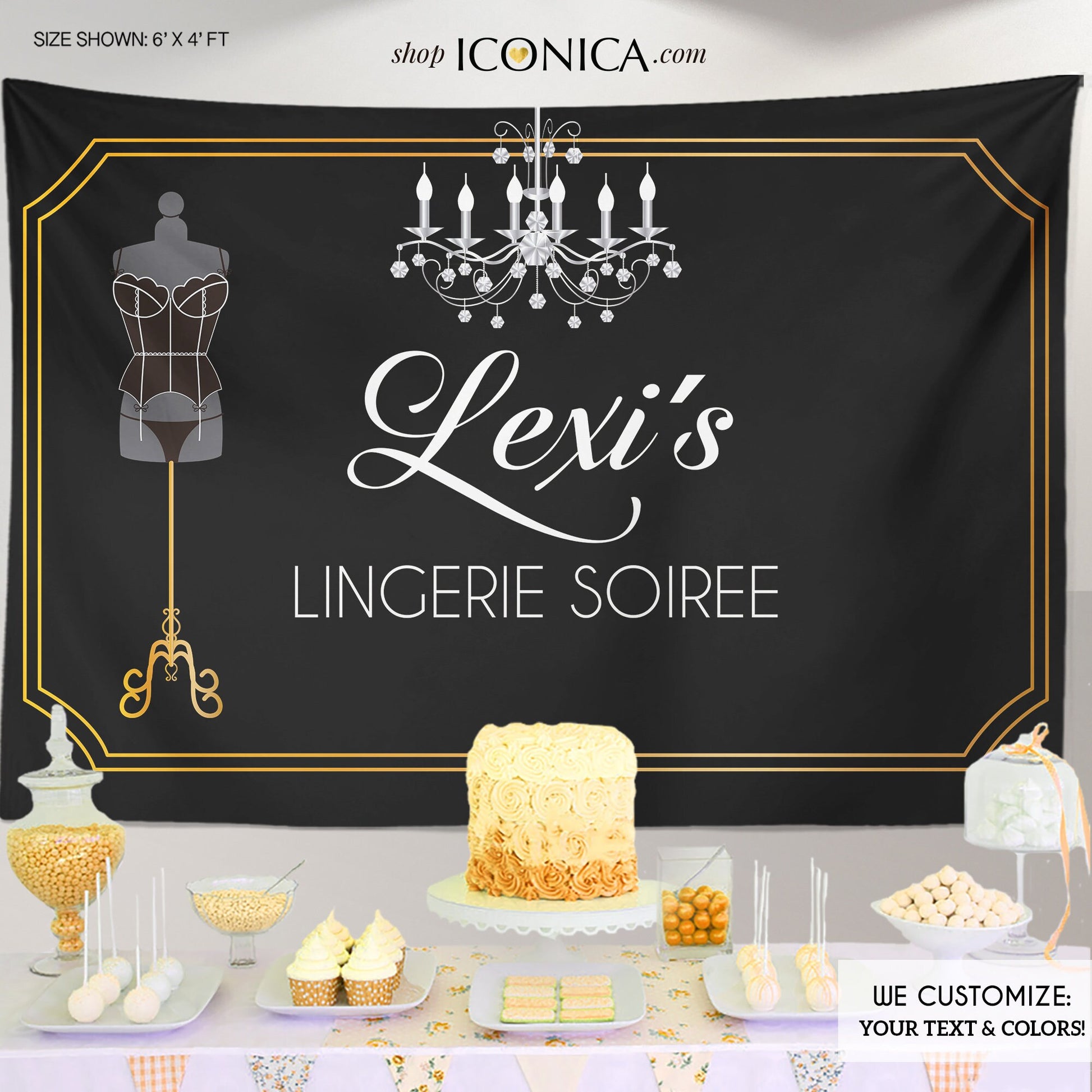 Personalized Lingerie Soiree Backdrop, Bridal Shower Decor (Printed or Printable File)