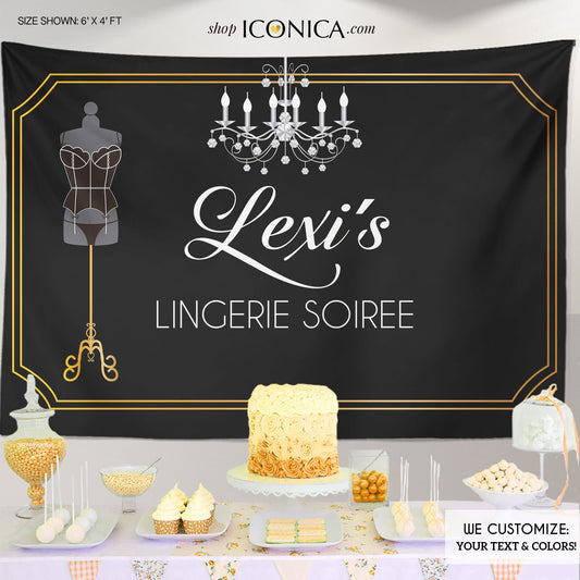 Personalized Lingerie Soiree Backdrop, Bridal Shower Decor (Printed or Printable File)