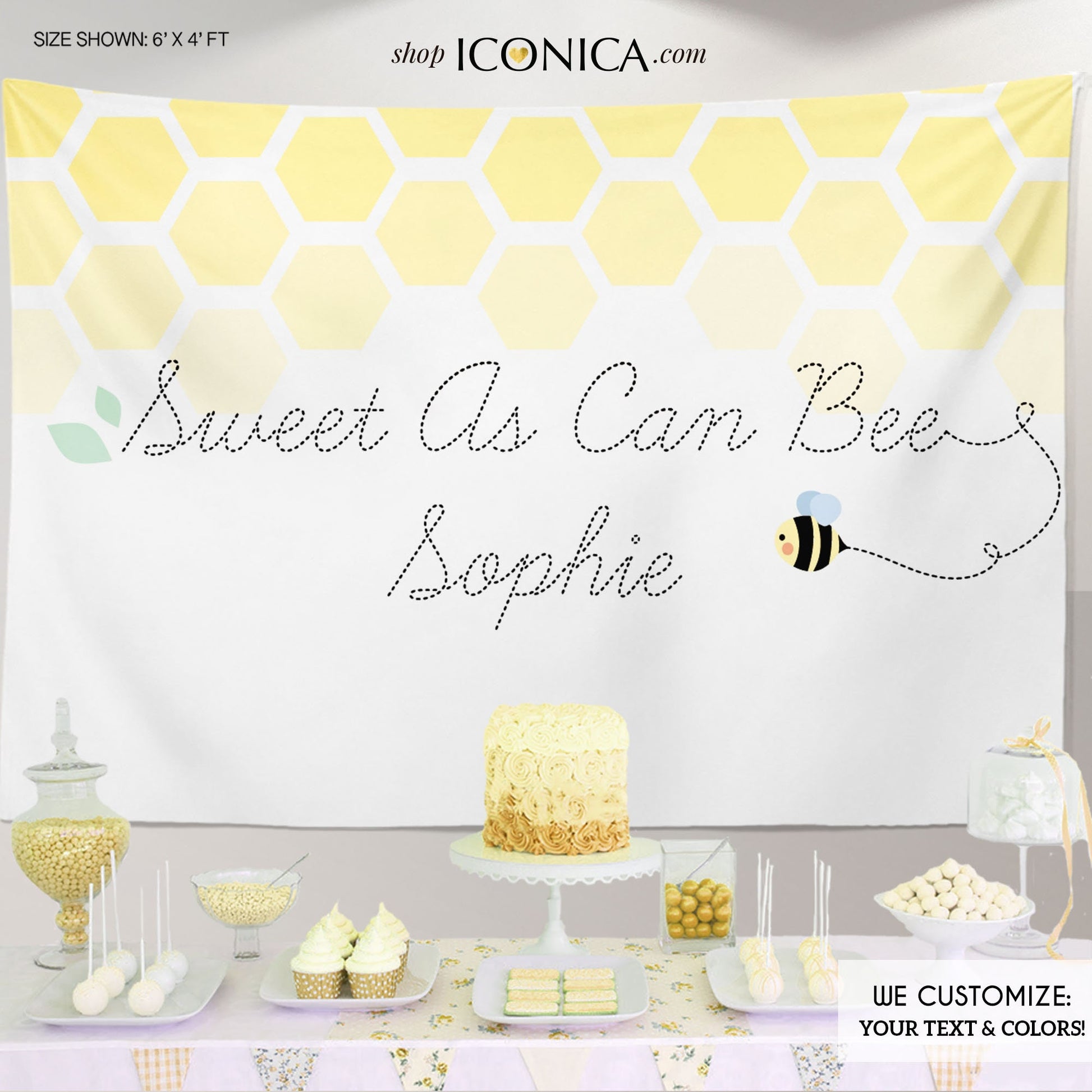 Bumble Bee Baby Shower Backdrop - Sweet As Can Bee Banner (Printed or Printable File)