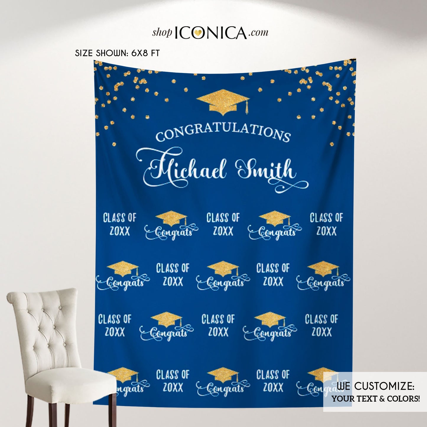 Custom Graduation Photo Booth Backdrop, Step and Repeat, Any Color