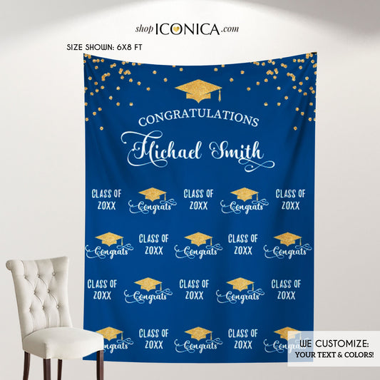 Custom Graduation Photo Booth Backdrop, Step and Repeat, Any Color