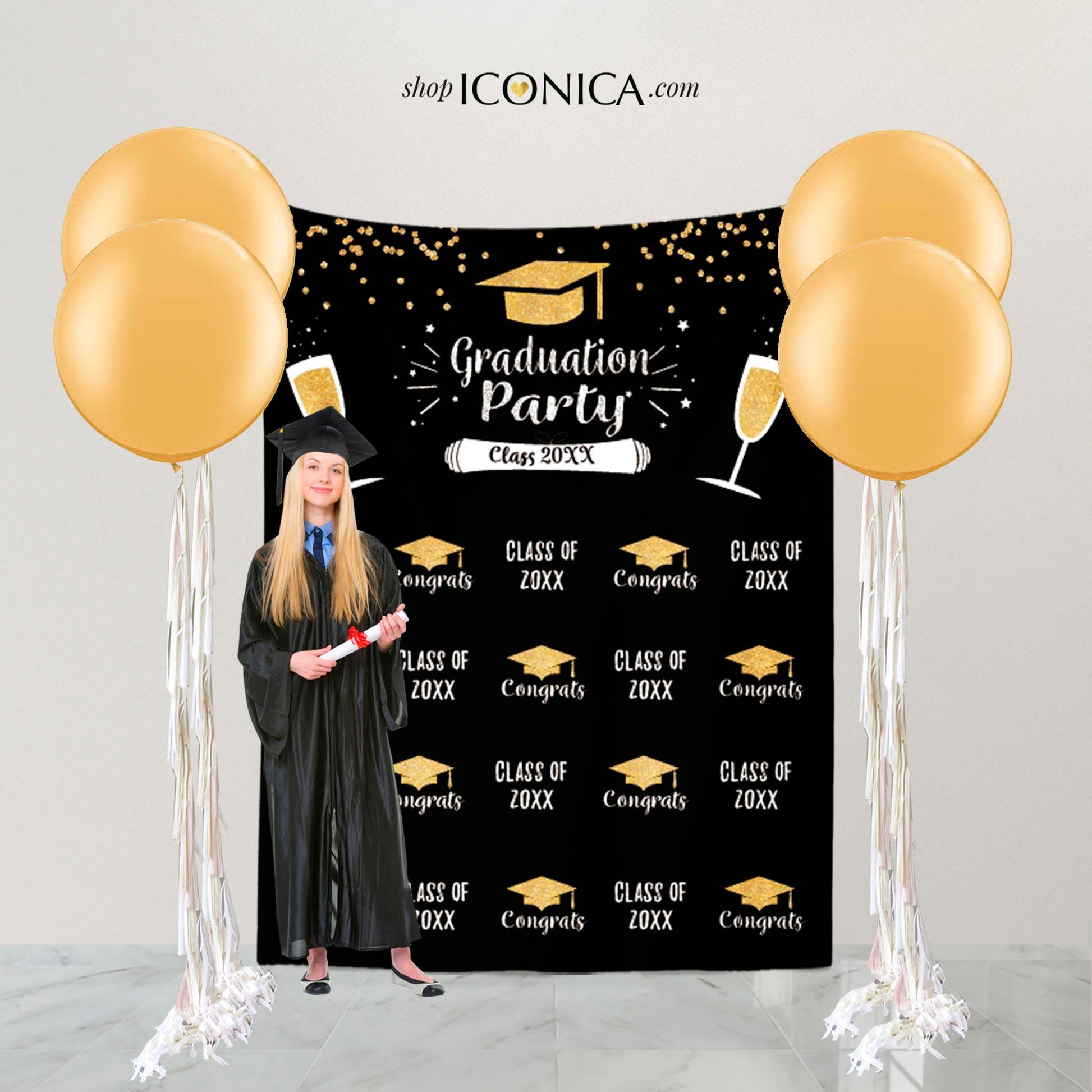 Personalized Graduation Party Backdrop, Step and Repeat Decor