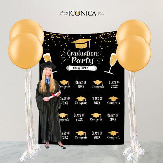 Personalized Graduation Party Backdrop, Step and Repeat Decor