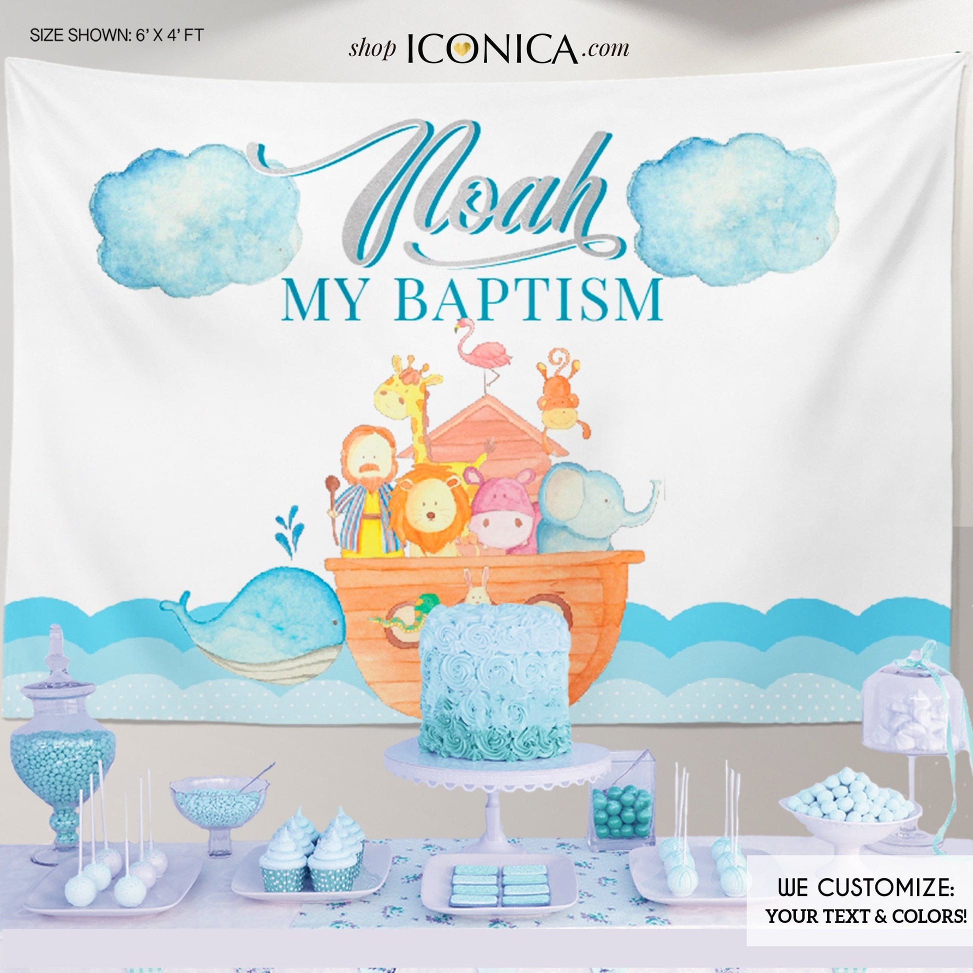 Noah's Ark Birthday Backdrop, Custom Party Decor