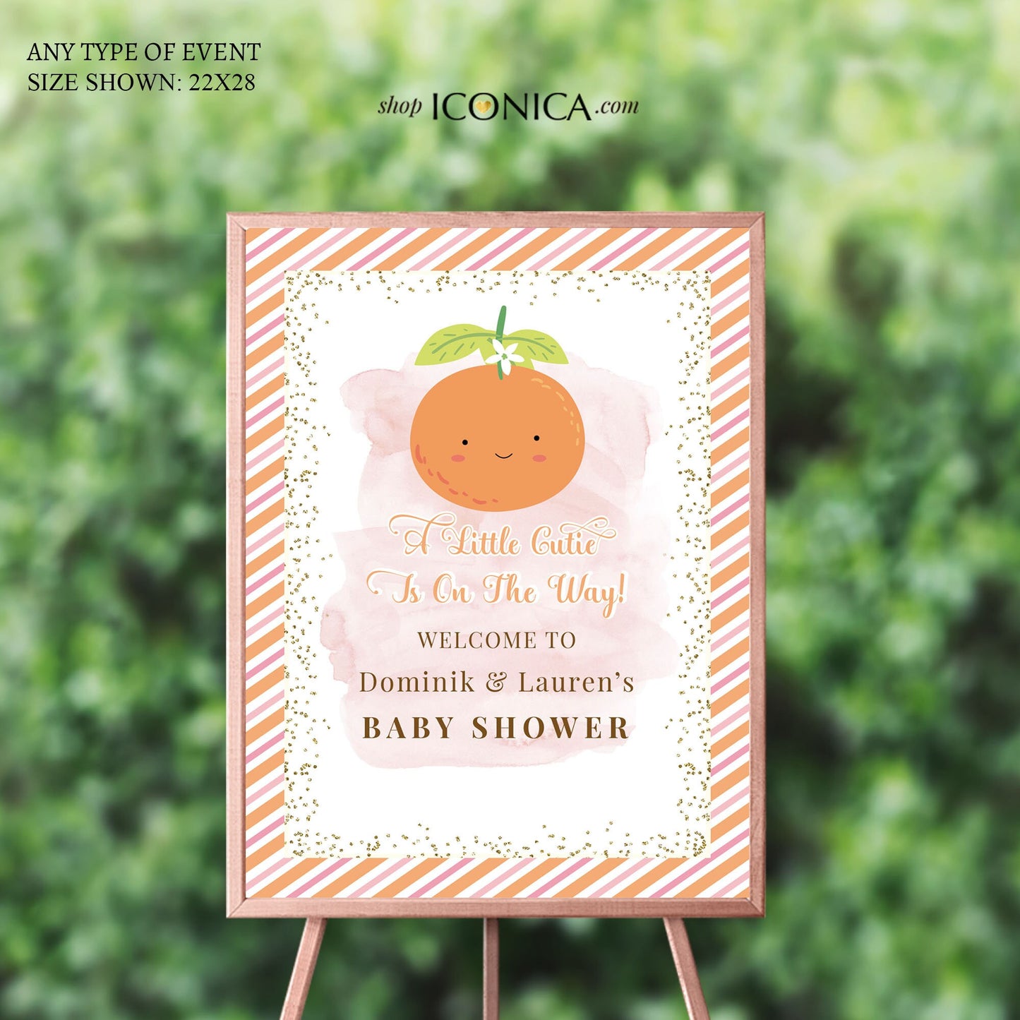Custom Citrus Baby Shower Welcome Sign, Little Cutie Theme