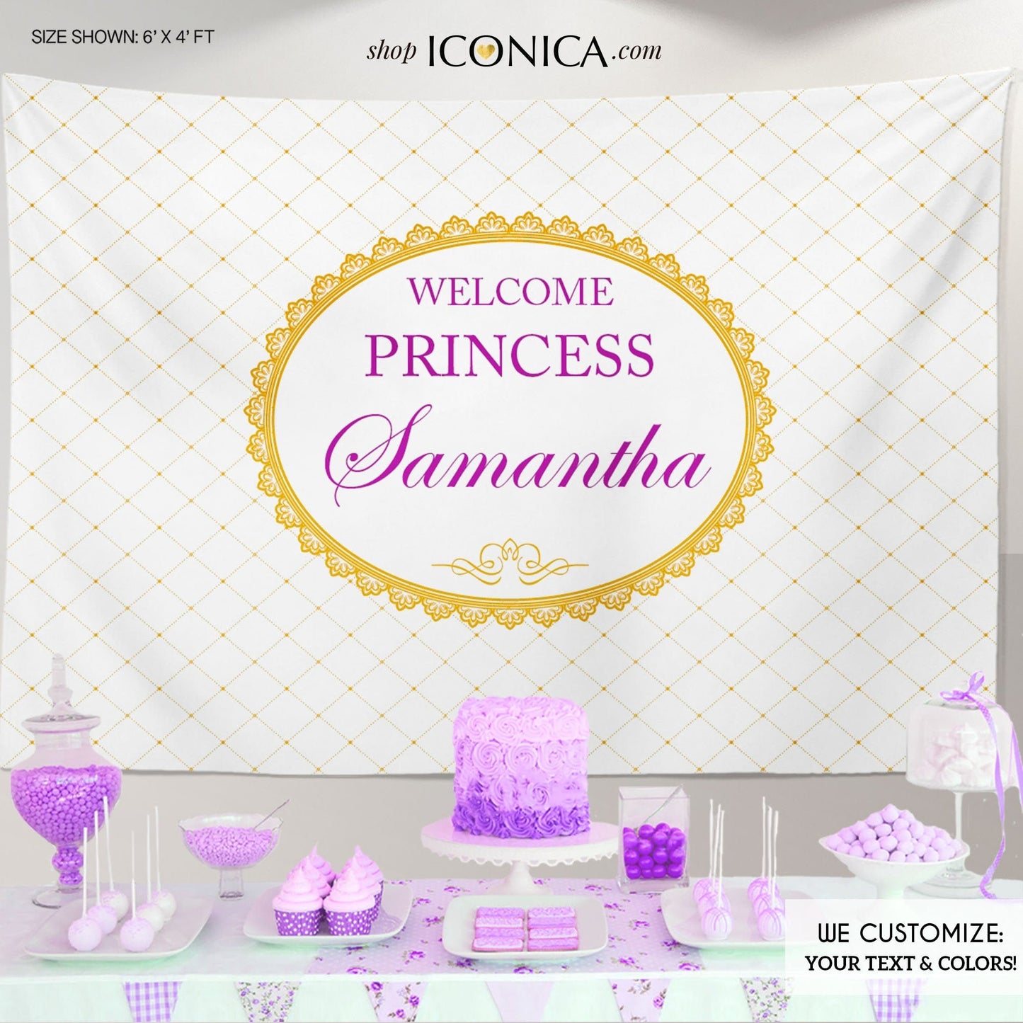 Princess Baby Shower Backdrop, Royal Party Banner (Printed or Printable File)