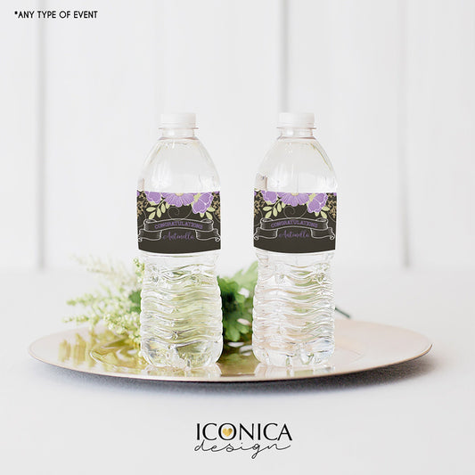 Custom Graduation Bottle Labels, Floral Party Wrappers (Digital or Printed)