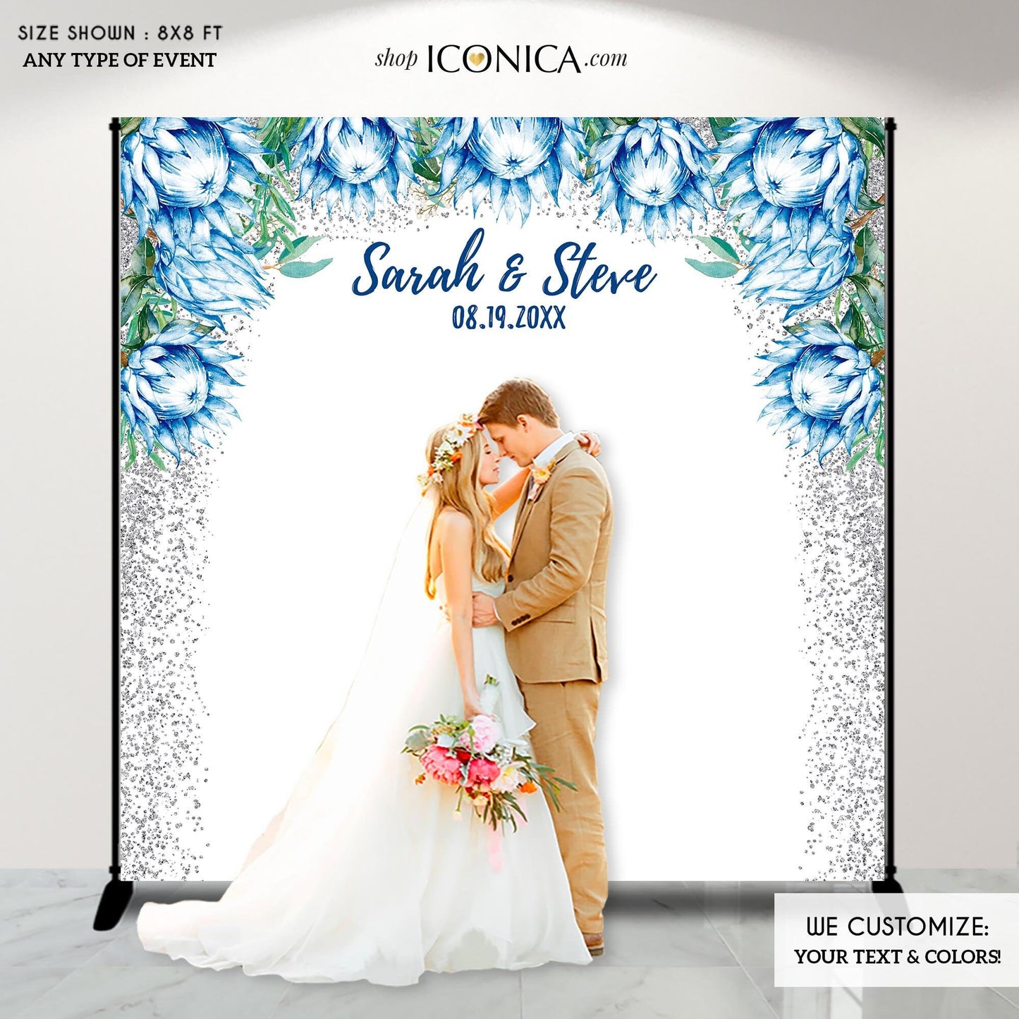 Custom Wedding Photo Booth Backdrop, Floral Step and Repeat (Printed or Digital)