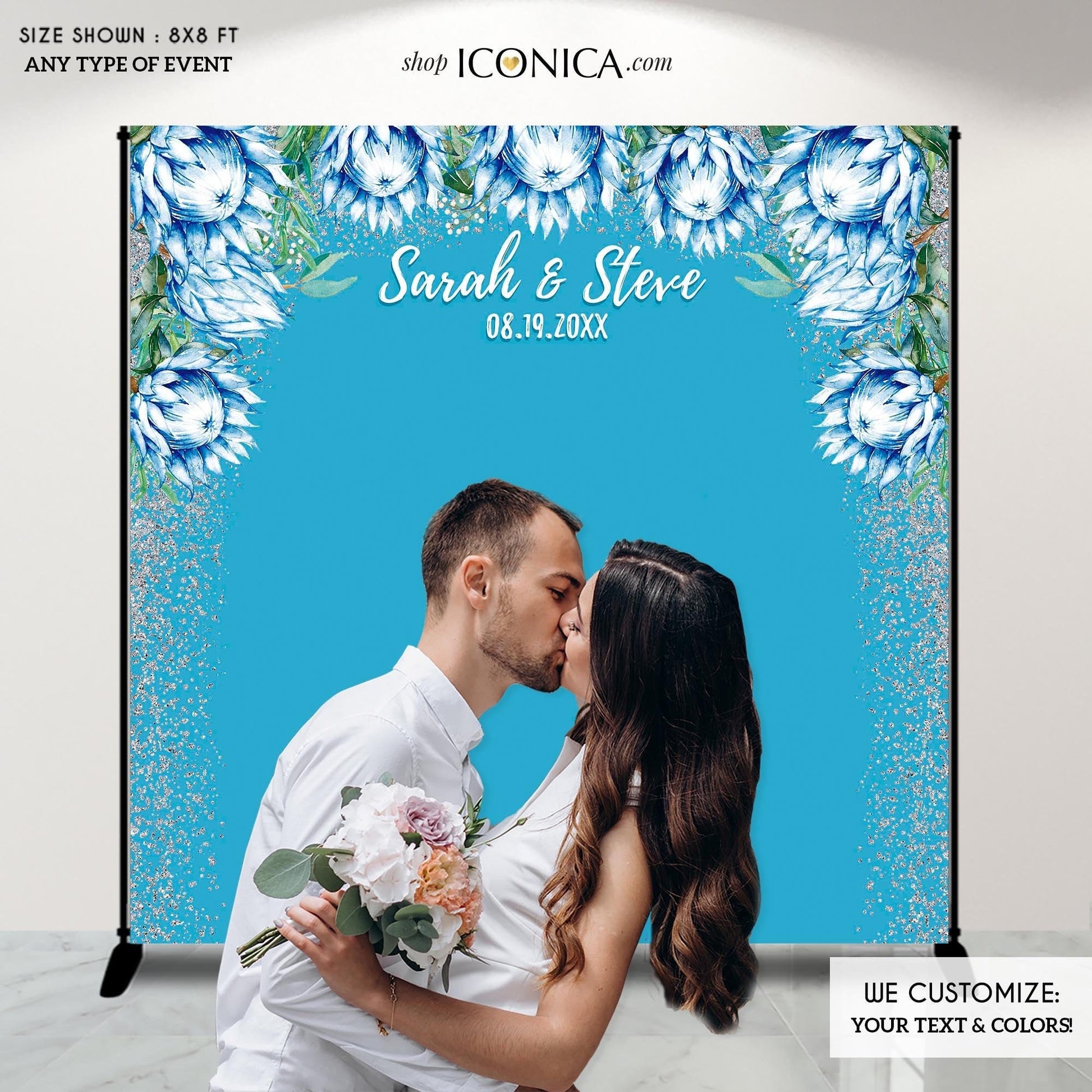 Custom Wedding Photo Booth Backdrop, Floral Step and Repeat (Printed or Digital)
