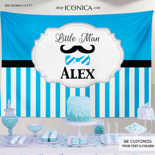 Little Man Baby Shower Banner, Mustache Backdrop (Printed or Printable File)