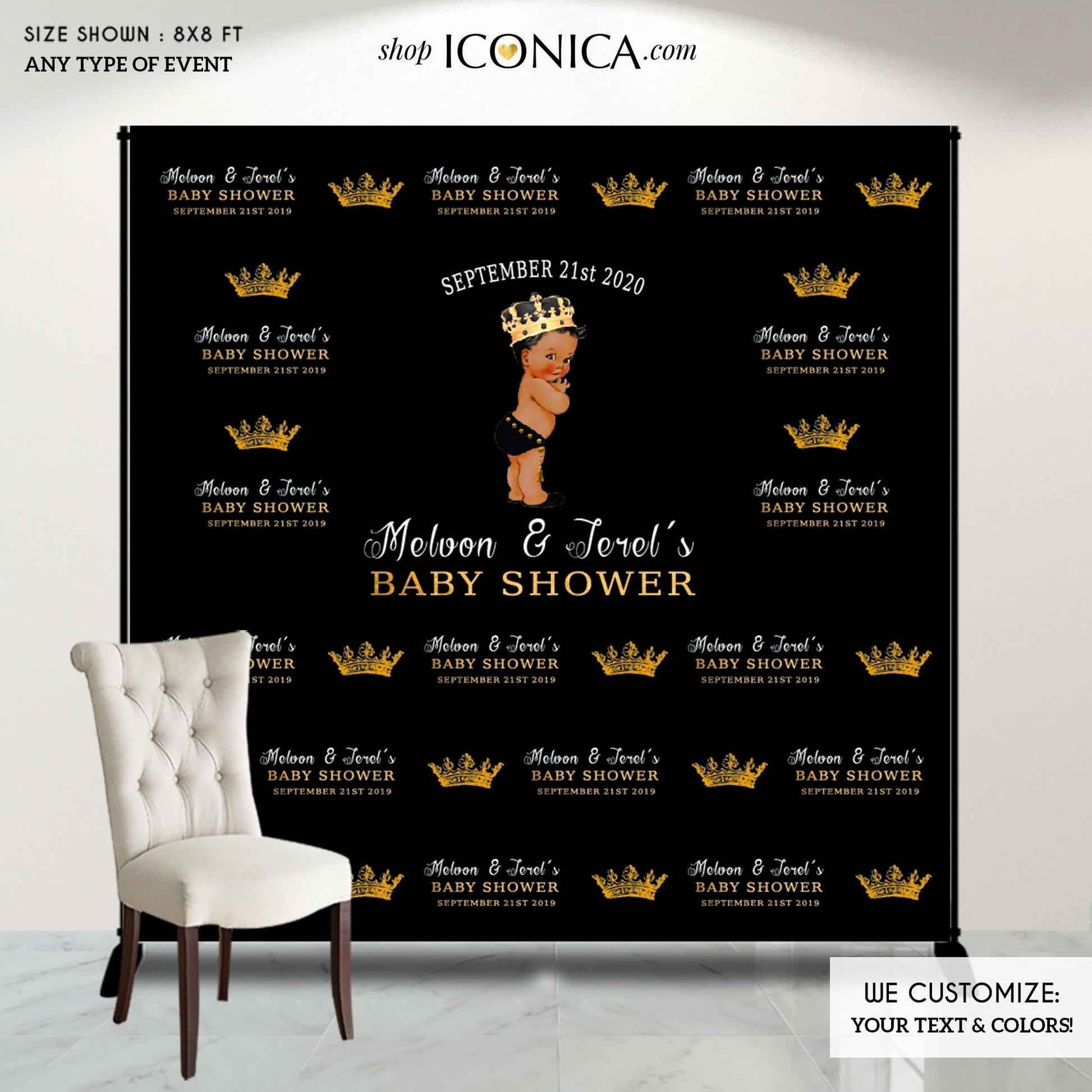 Little Prince Baby Shower Backdrop, Royal Party Decor (Printed or Printable)