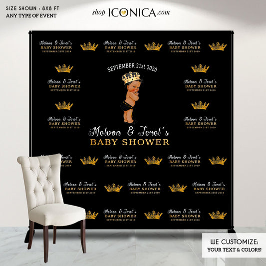 Little Prince Baby Shower Backdrop, Royal Party Decor (Printed or Printable)