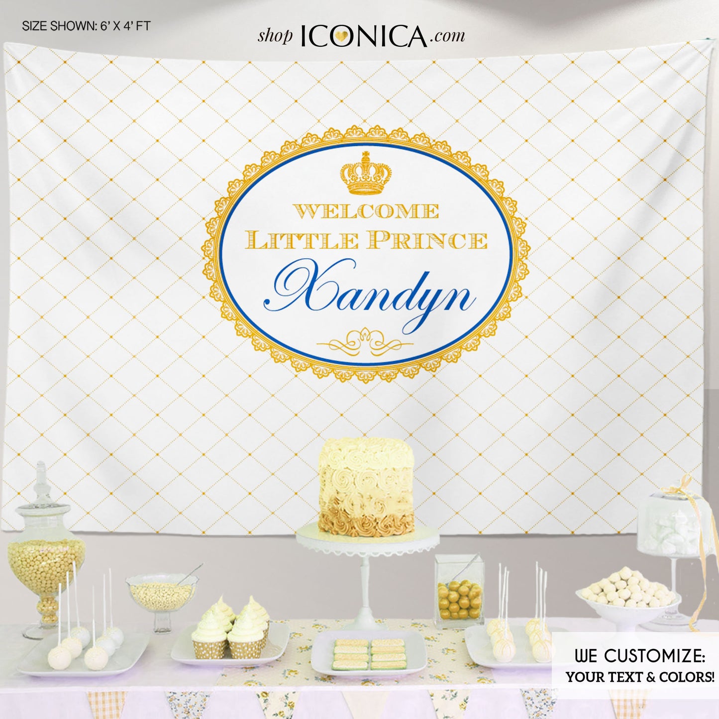 Personalized Prince Baby Shower Backdrop | Royal Party Banner (Printed or Printable)
