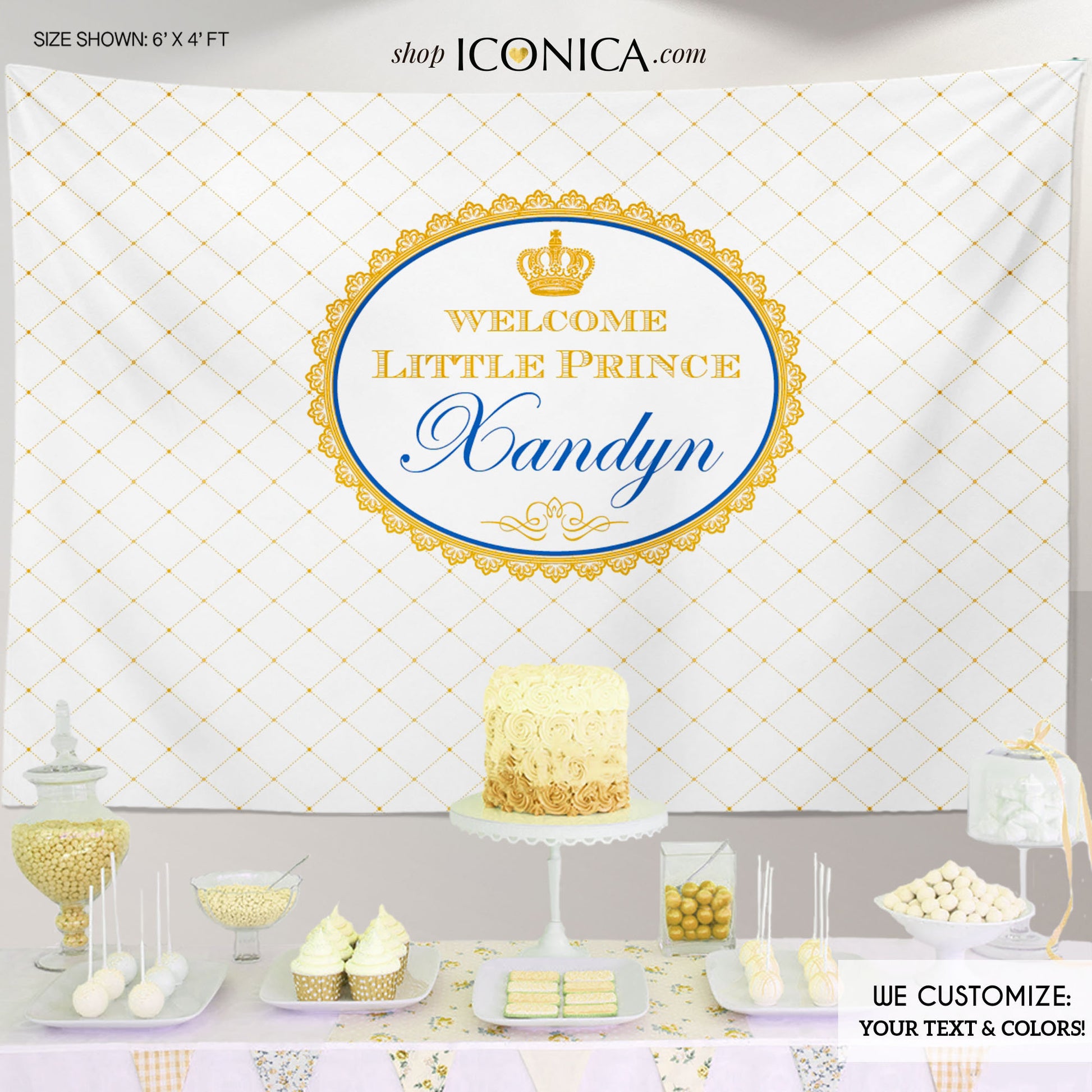 Personalized Prince Baby Shower Backdrop | Royal Party Banner (Printed or Printable)