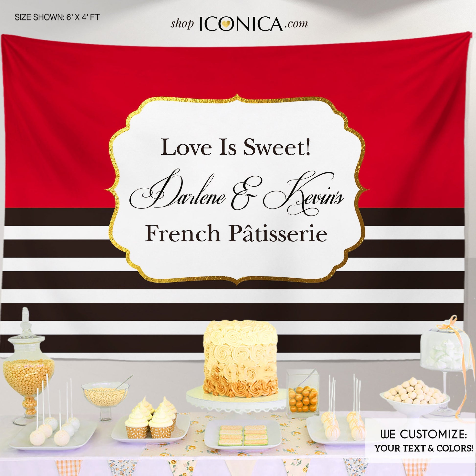 Customizable Engagement Party Backdrop, "Love is Sweet" Banner