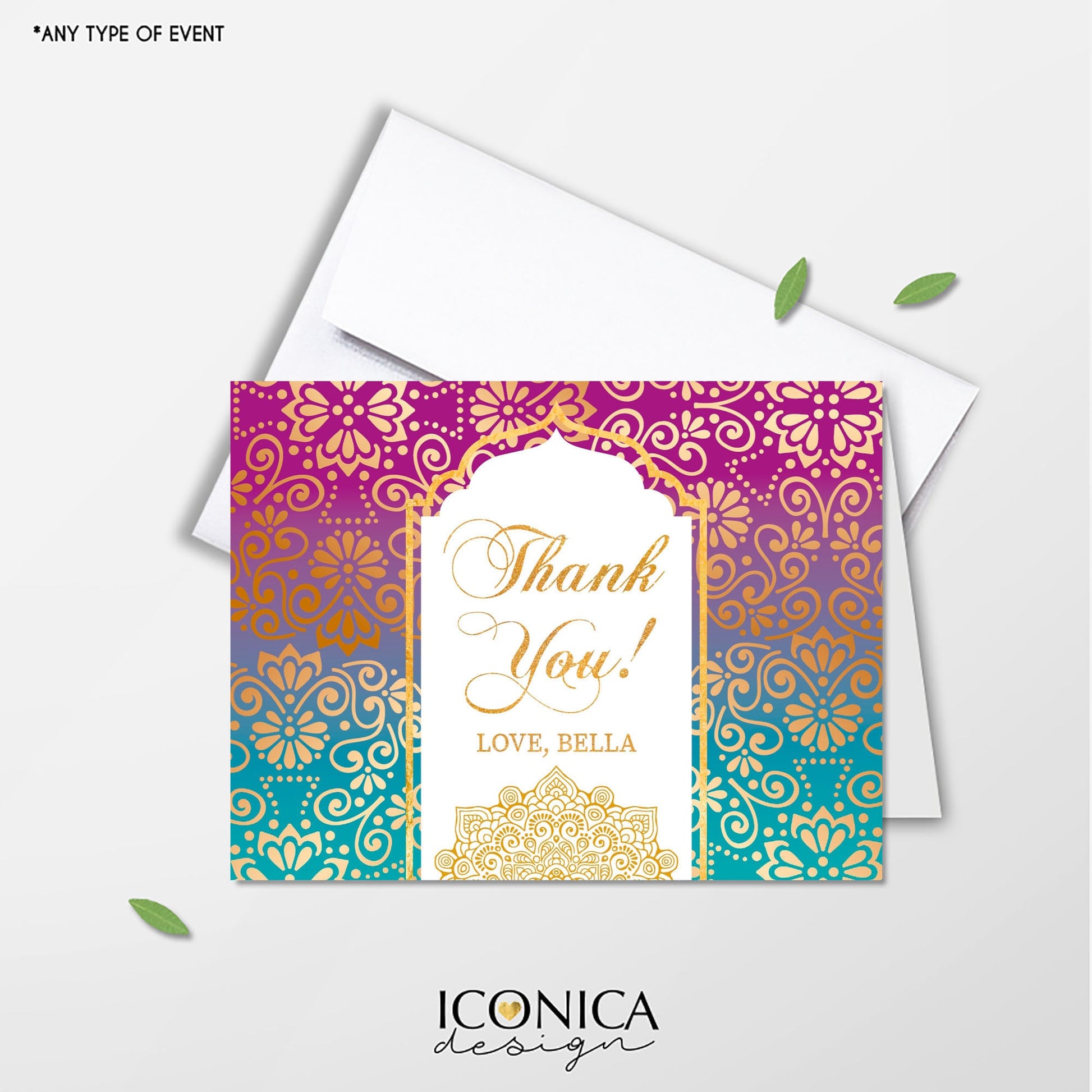 Printed Thank You Cards, Mandala Design, with Envelopes