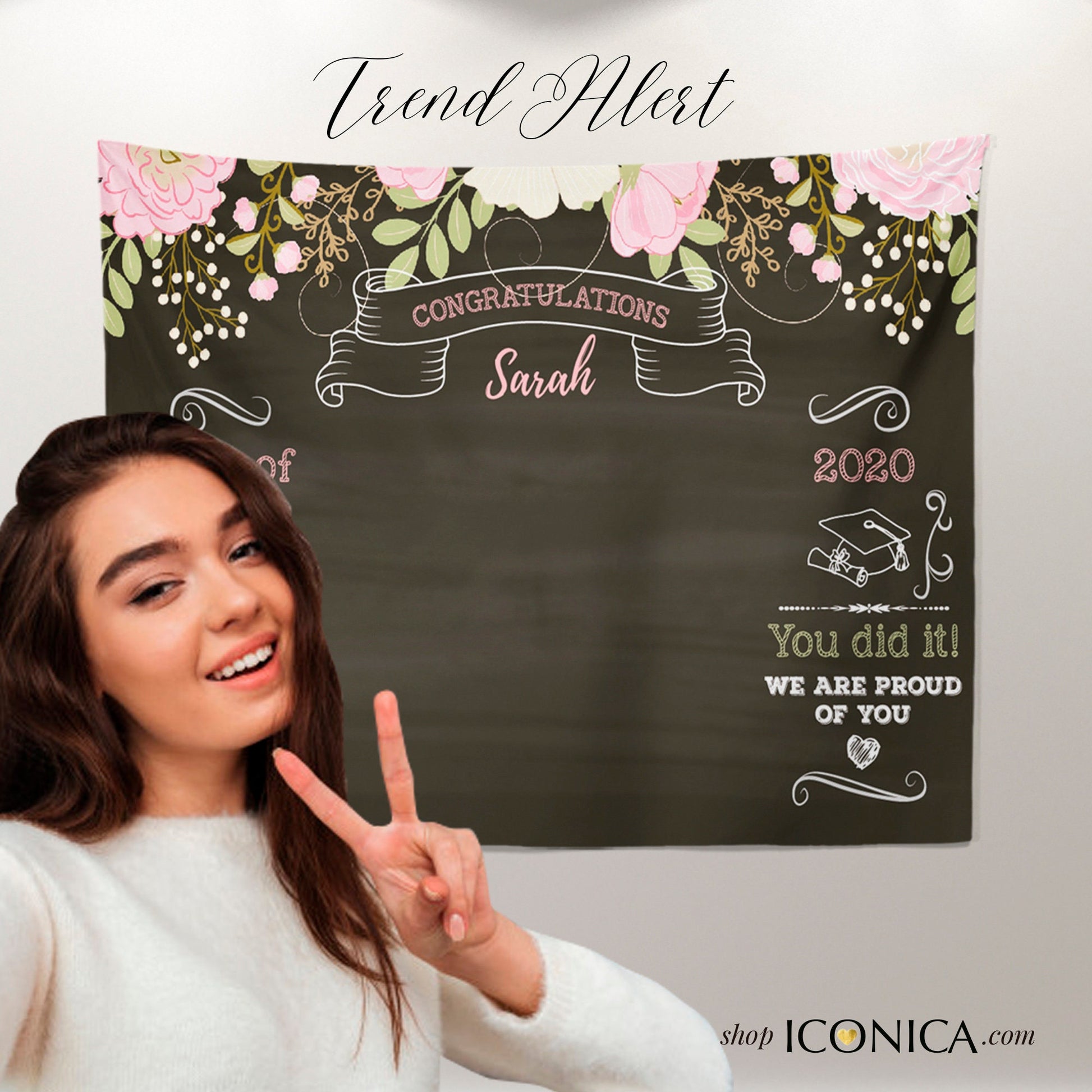 Personalized Graduation Photo Backdrop, Drive-by Graduation Banner (Printed or Printable)