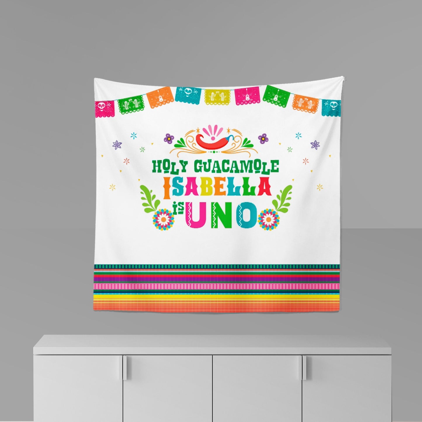 Fiesta 1st Birthday Backdrop, Cinco de Mayo, Personalized (Printed or Printable File)