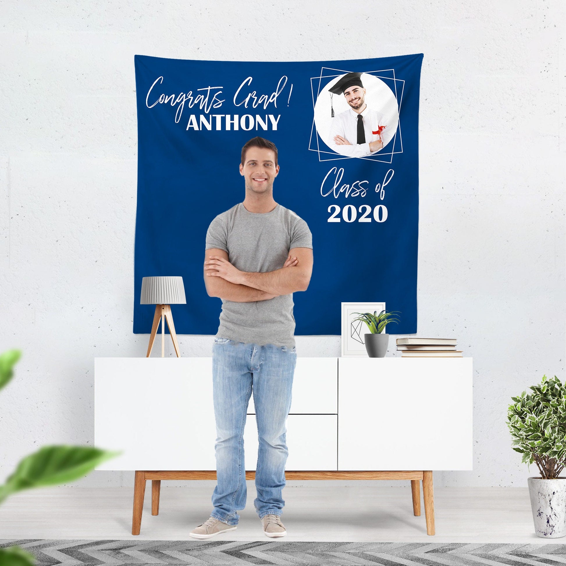 Personalized Graduation Party Backdrop, Photo Booth Prop (Printed or Printable File)