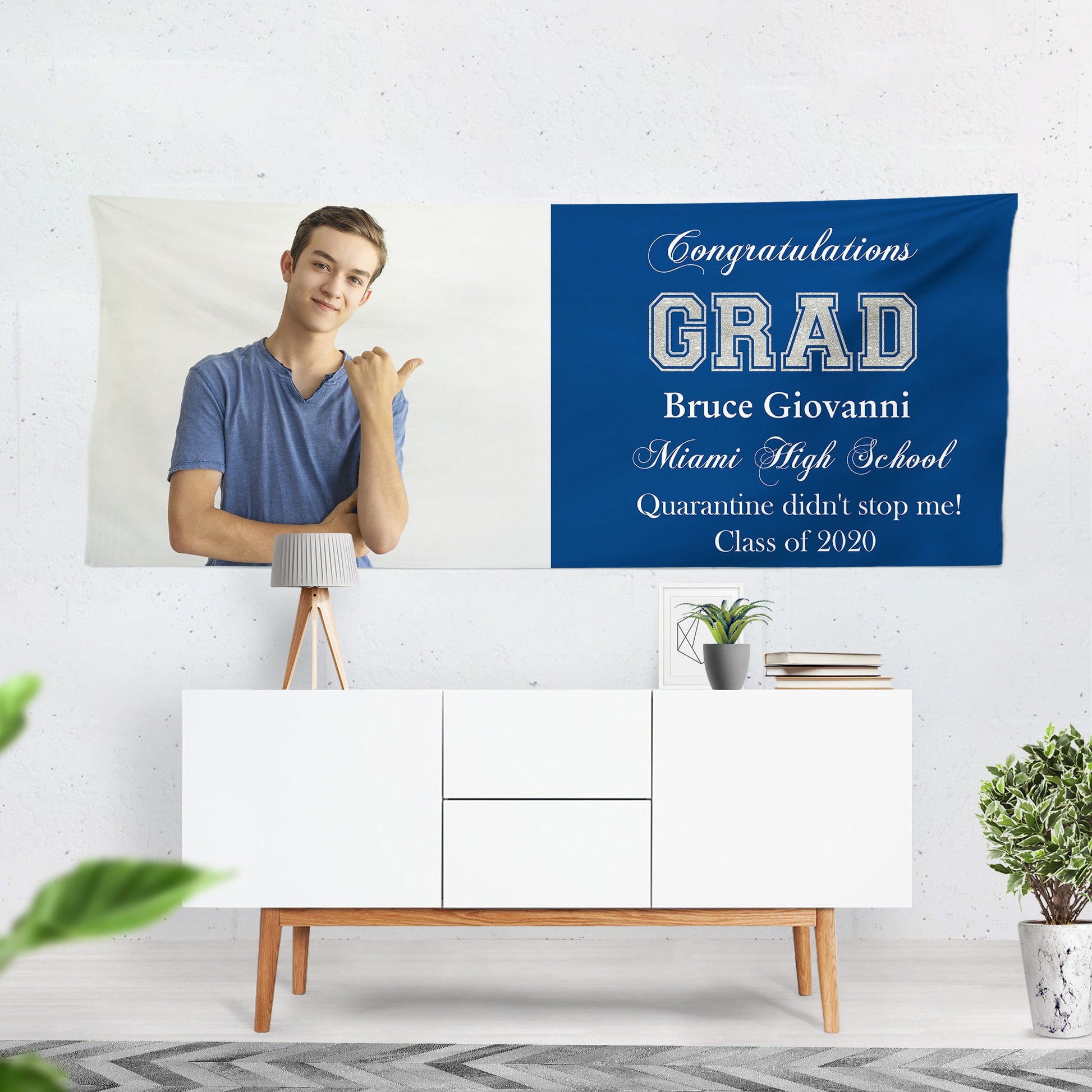 Personalized Graduation Vinyl Banner Backdrop, Custom Colors & Text