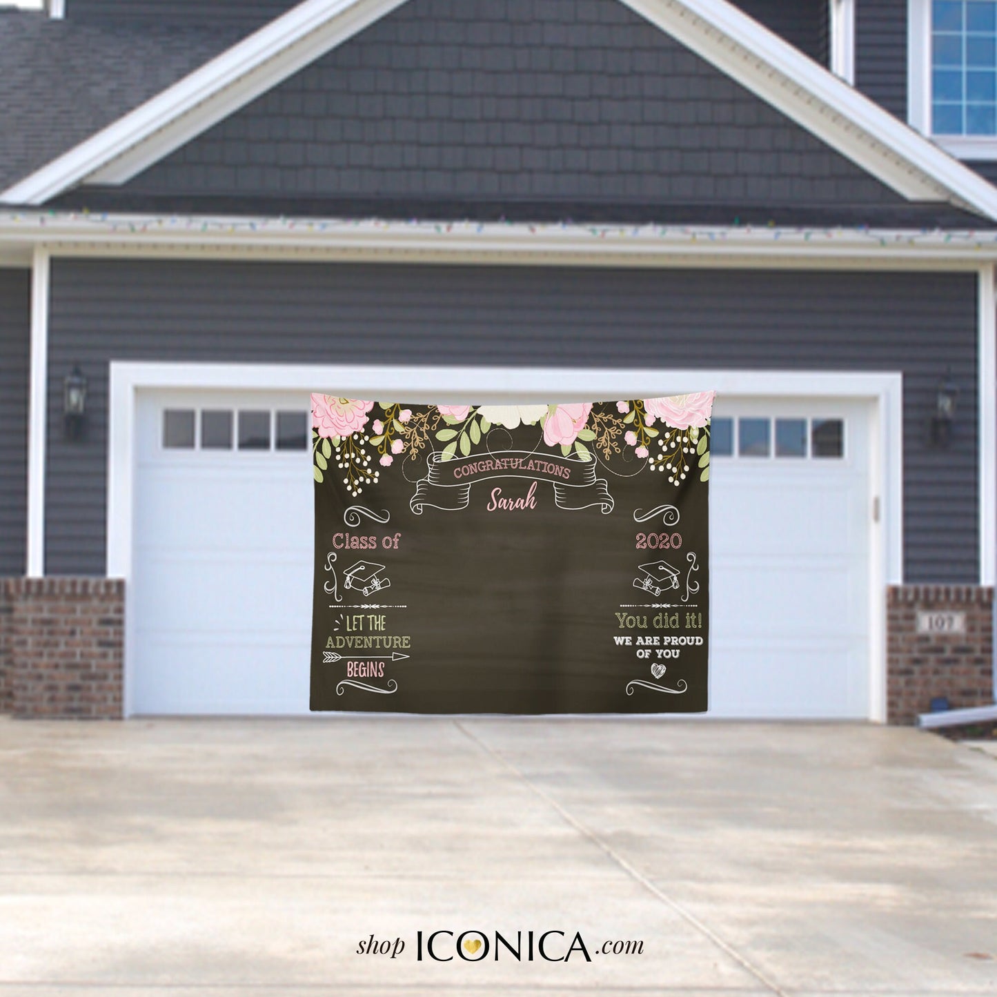 Personalized Graduation Photo Backdrop, Drive-by Graduation Banner (Printed or Printable)