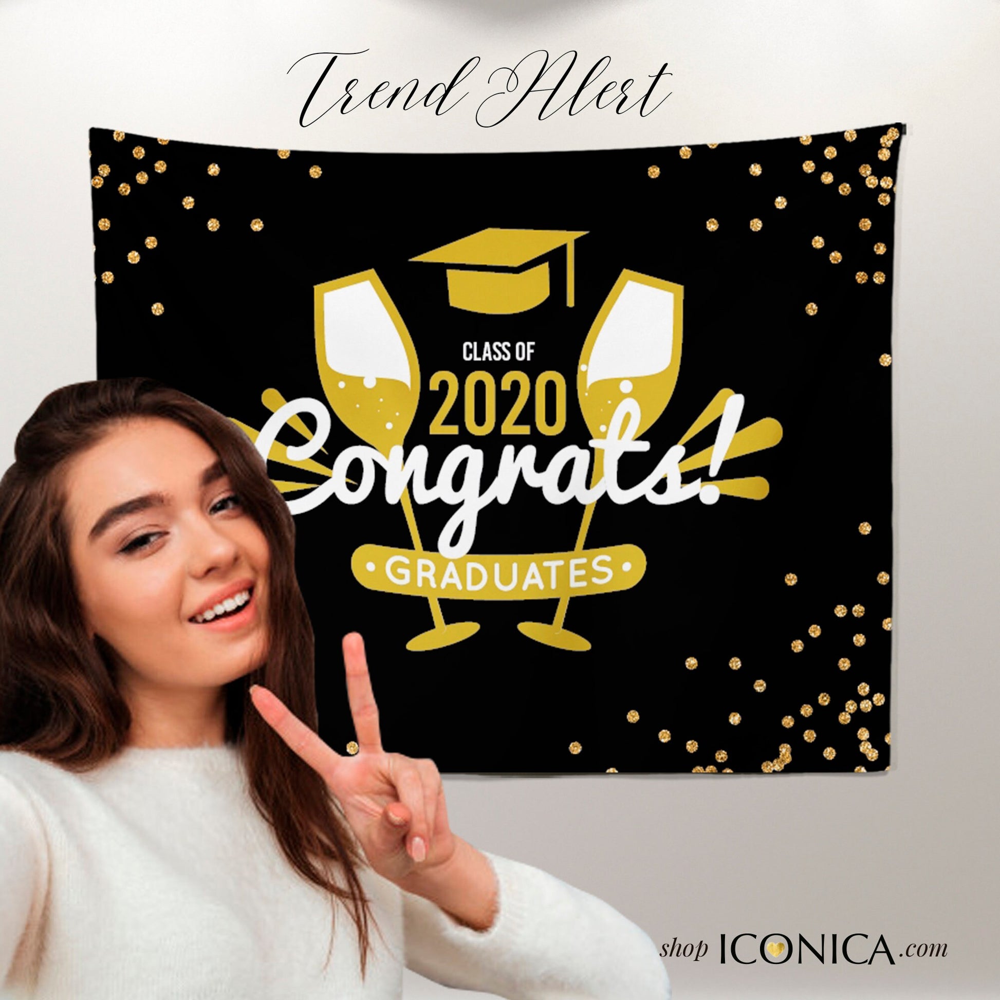 Personalized Graduation Photo Backdrop, School Colors, Congrats Grad Banner