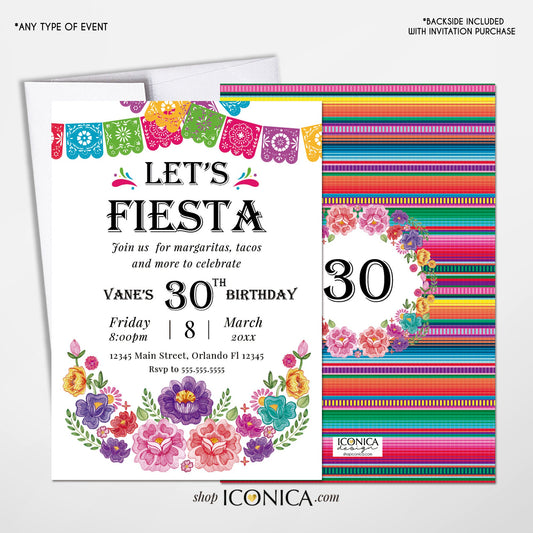 Fiesta Birthday Invitation, Cinco de Mayo, Any Age (Printable or Printed)