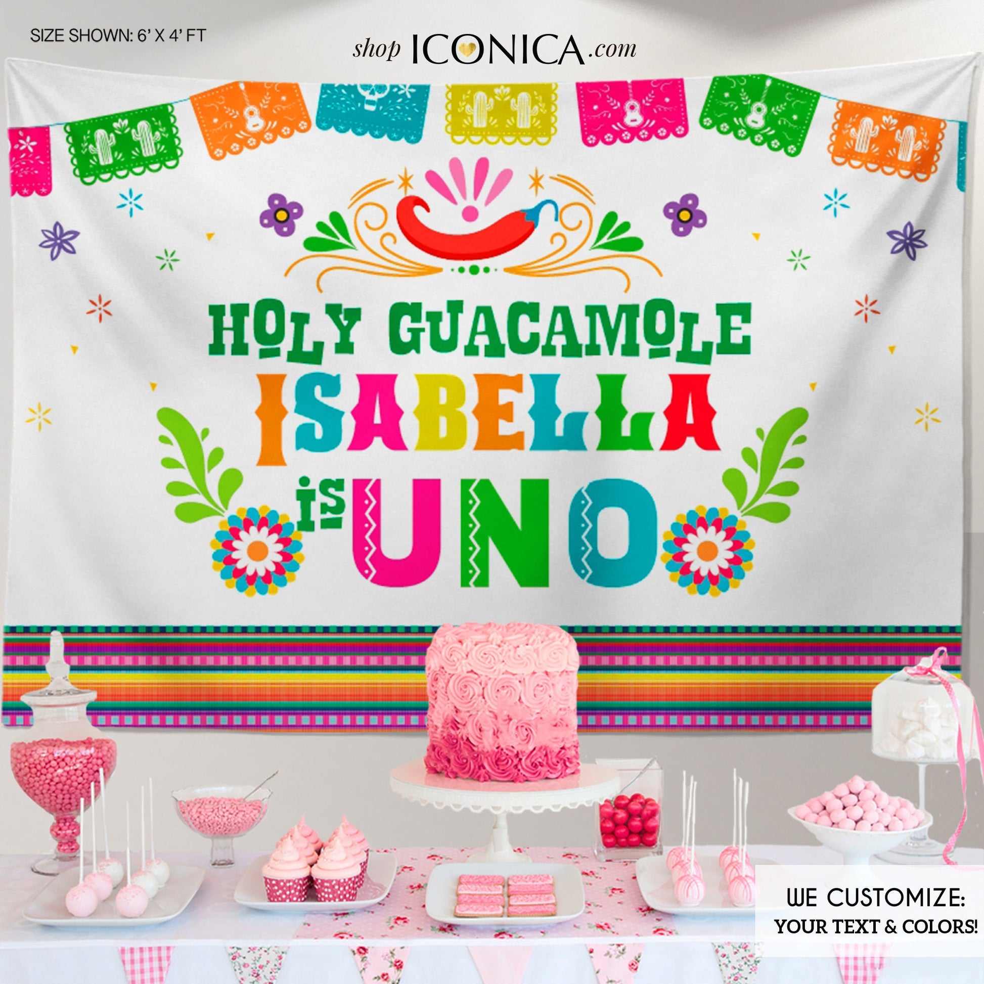 Fiesta Birthday Backdrop, Cinco de Mayo Banner Custom, Mexican Theme (Printed or Printable File)