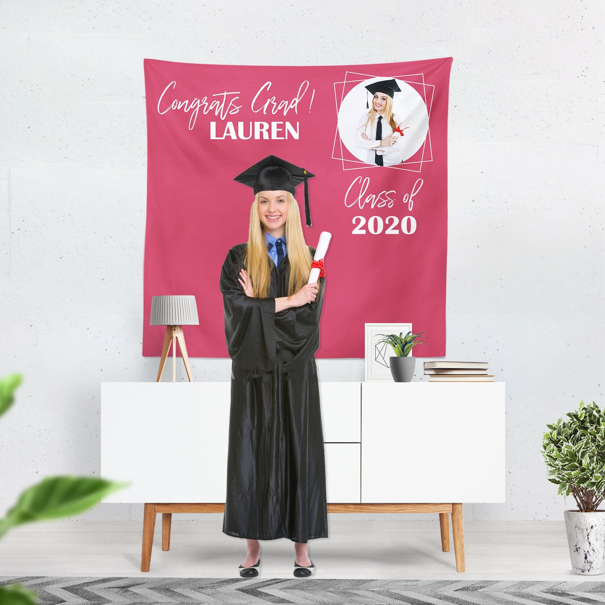 Personalized Graduation Party Backdrop, Photo Booth Prop (Printed or Printable File)