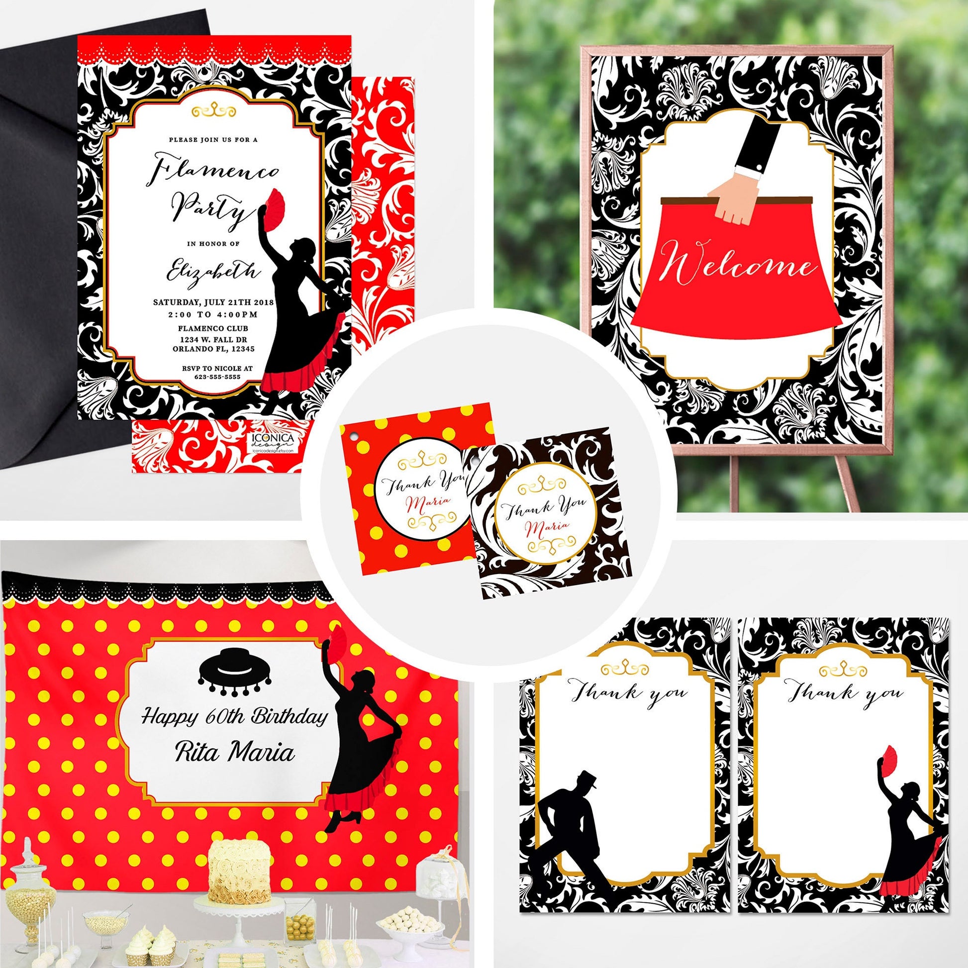 Flamenco Happy Birthday Banner, Spanish Party Decor (Digital File)