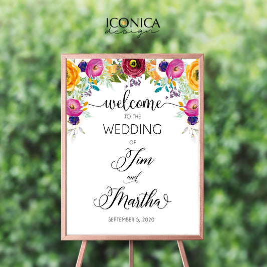 Floral Wedding Welcome Sign, Custom Event Sign