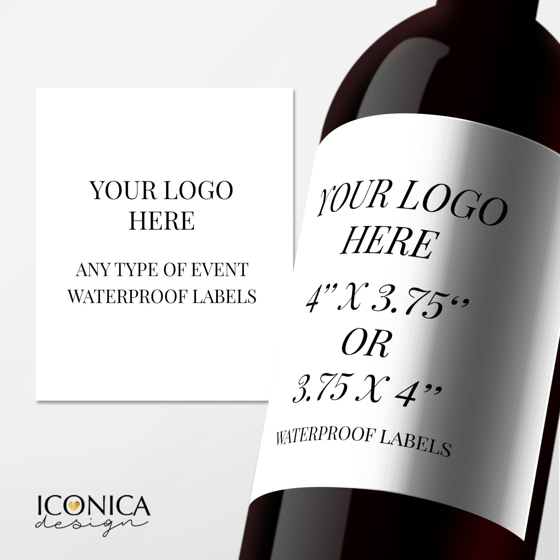 Custom Waterproof Beverage Labels, Glossy Party Bottle Wrappers