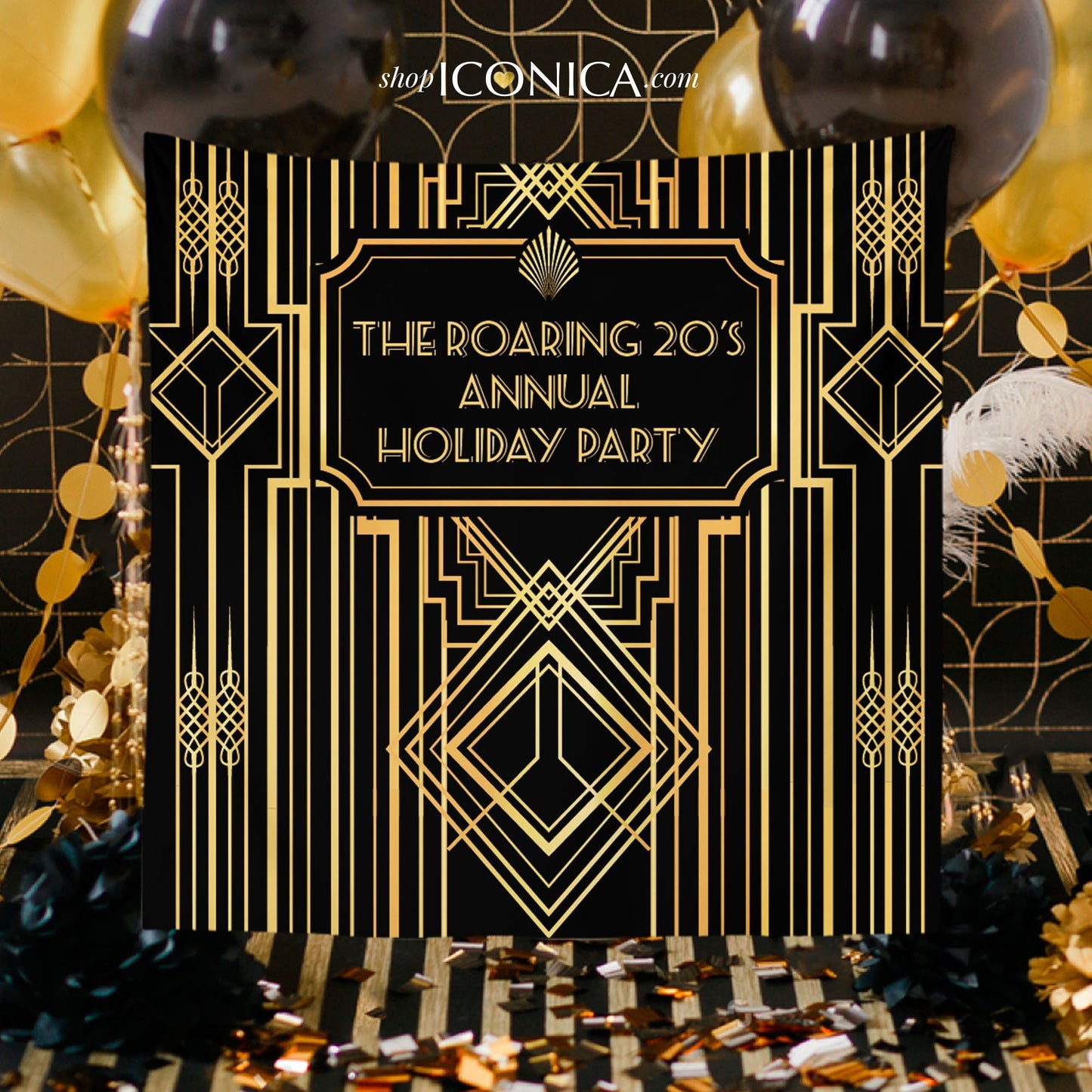 Personalized Graduation Backdrop, Roaring 20s Art Deco Party Banner