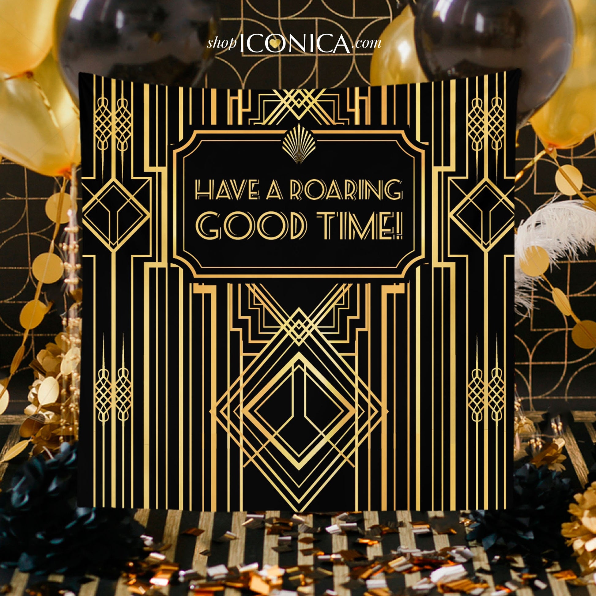 Personalized Art Deco Backdrop, Roaring 20s Party Banner (Printed or Printable File)